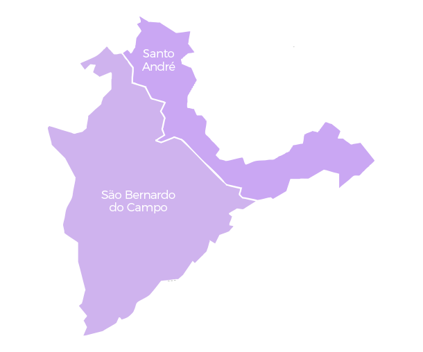 Mapa de atuação em São Bernardo do Campo e Santo André